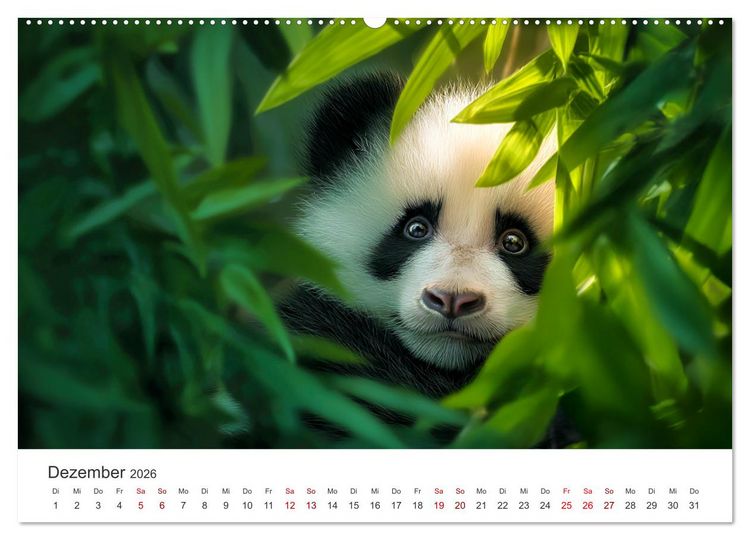 Produktbild: Schwarz auf Wei&szlig; - Der Panda-Kalender (hochwertiger Premium Wandkalender 2026 DIN A2 quer), Kunstdruck in Hochglanz