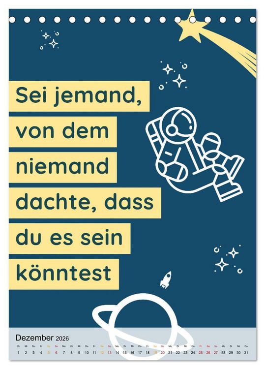 Produktbild: Dein monatlicher Motivationsschub: Das Leben wird nicht leichter, Du wirst nur st&auml;rker. (Tischkalender 2026 DIN A5 hoch), CALVENDO Monatskalender