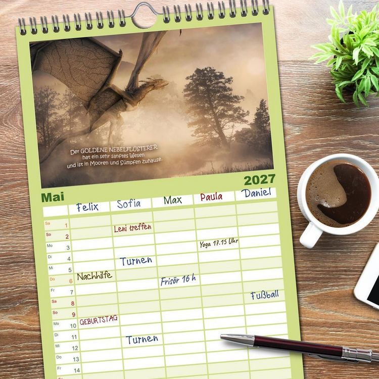 Produktbild: Familienplaner 2027 - Wo die wilden Drachen wohnen mit 5 Spalten (Wandkalender, 21 x 45 cm) CALVENDO