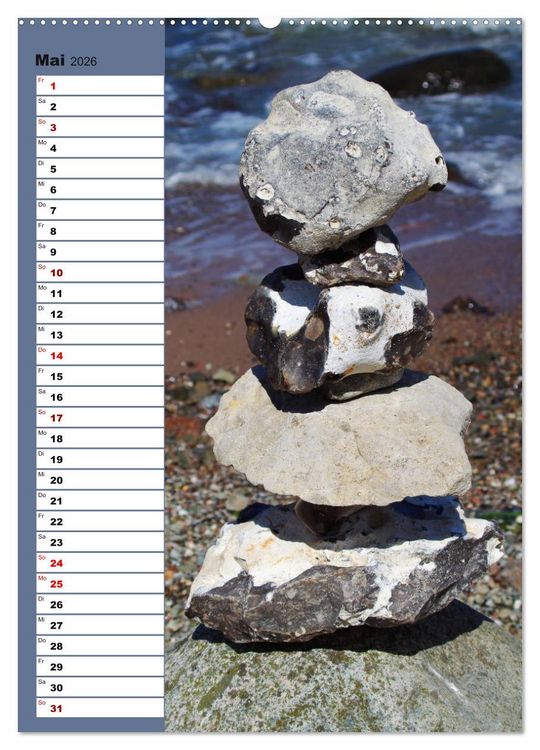Produktbild: Steinmanderl - Der Steinm&auml;nnchen Geburtstagskalender (Wandkalender 2026 DIN A2 hoch), CALVENDO Monatskalender