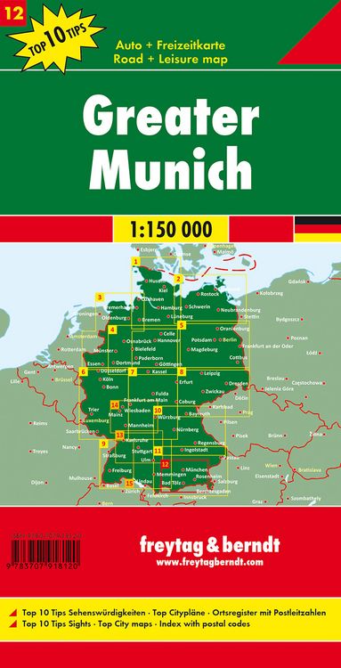 Produktbild: Freytag & berndt Stra&szlig;enkarte Rund um M&uuml;nchen 1:150.000