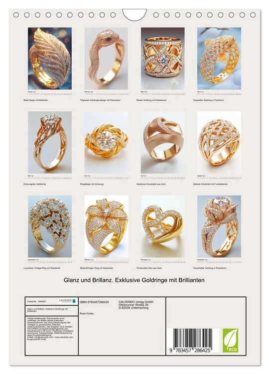 Produktbild: Glanz und Brillanz. Exklusive Goldringe mit Brillianten (Wandkalender 2026 DIN A4 hoch), CALVENDO Monatskalender