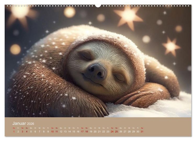 Produktbild: Der Kalender f&uuml;r echte Faultiere (hochwertiger Premium Wandkalender 2026 DIN A2 quer), Kunstdruck in Hochglanz