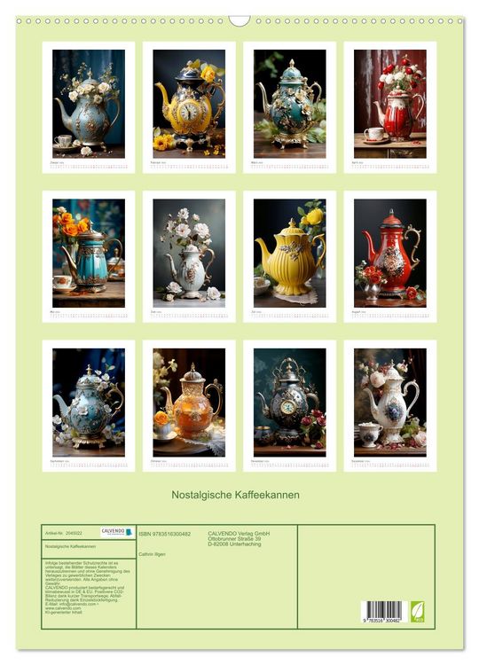 Produktbild: Nostalgische Kaffeekannen (Wandkalender 2026 DIN A2 hoch), CALVENDO Monatskalender