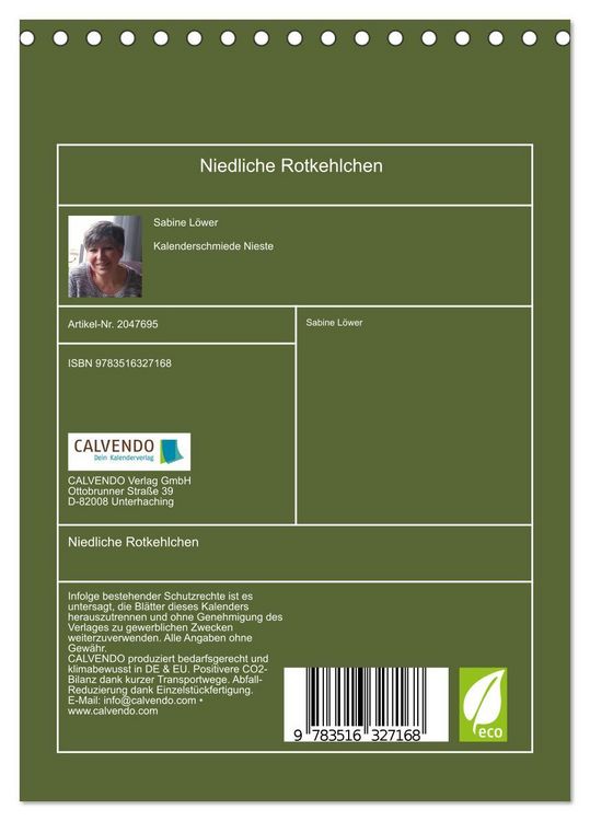 Produktbild: Niedliche Rotkehlchen (Tischkalender 2026 DIN A5 hoch), CALVENDO Monatskalender