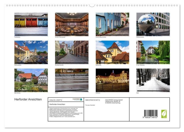 Produktbild: Herforder Ansichten (hochwertiger Premium Wandkalender 2026 DIN A2 quer), Kunstdruck in Hochglanz