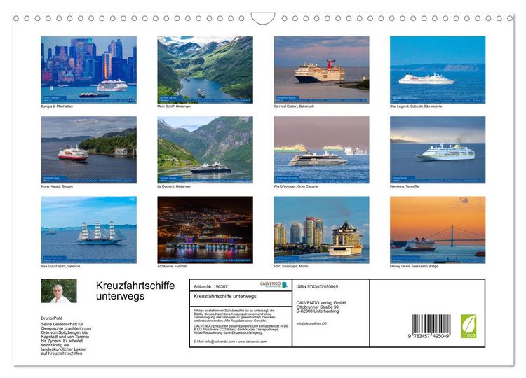 Produktbild: Kreuzfahrtschiffe unterwegs (Wandkalender 2026 DIN A3 quer), CALVENDO Monatskalender