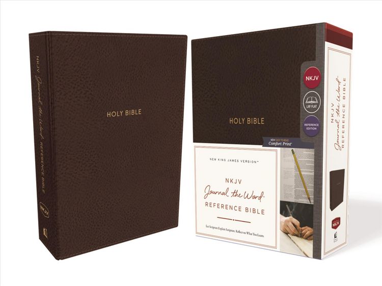 Produktbild: NKJV, Journal the Word Reference Bible, Imitation Leather, Brown, Red Letter Edition, Comfort Print
