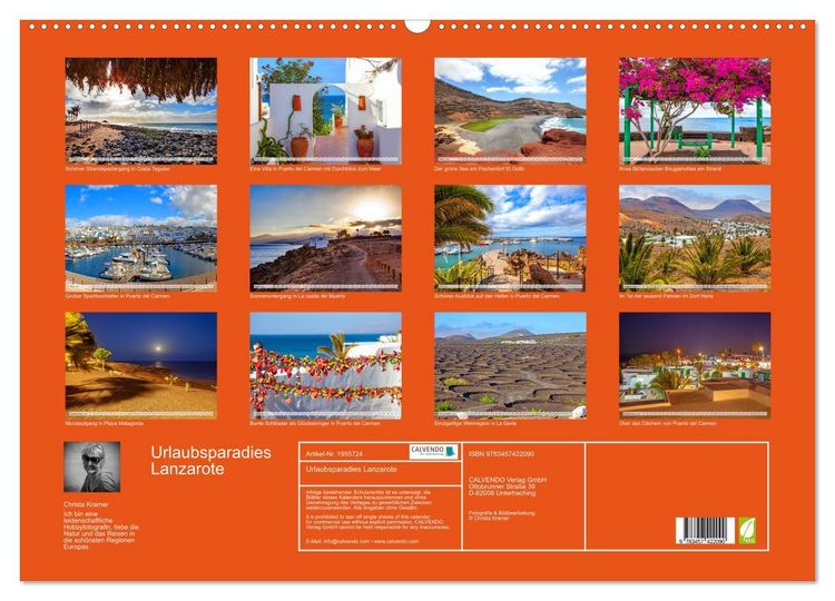 Produktbild: Urlaubsparadies Lanzarote (Wandkalender 2026 DIN A2 quer), CALVENDO Monatskalender