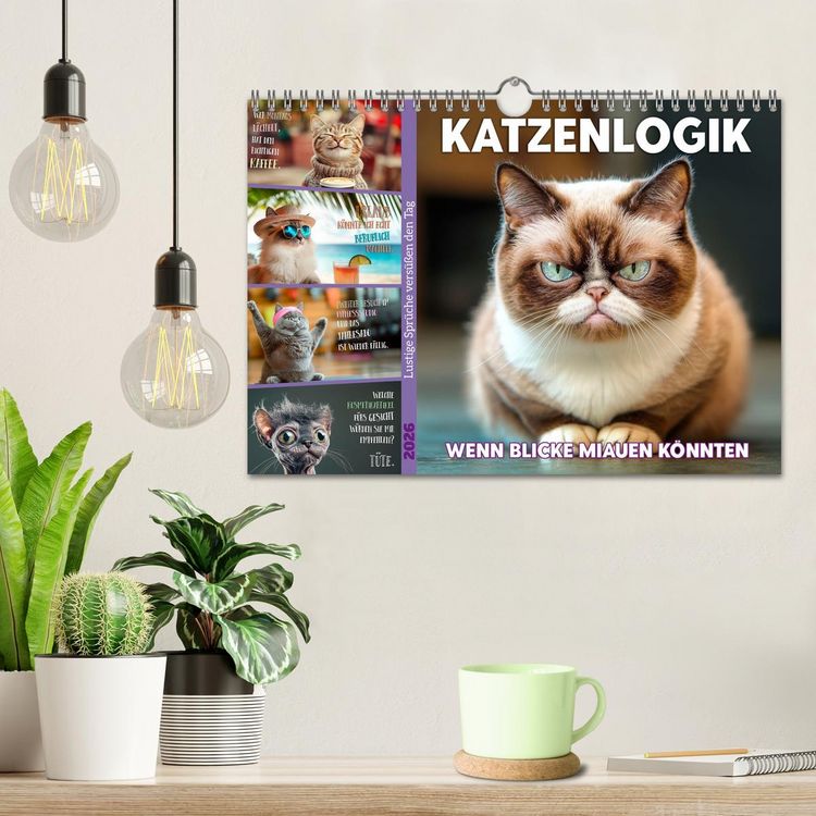 Produktbild: Katzenlogik - Wenn Blicke miauen k&ouml;nnten (Wandkalender 2026 DIN A4 quer), CALVENDO Monatskalender