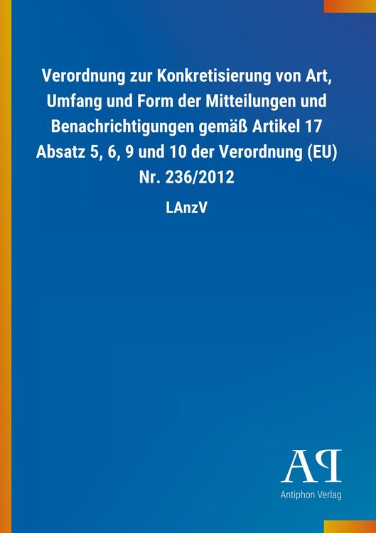 Produktbild: Verordnung zur Konkretisierung von Art, Umfang und Form der
