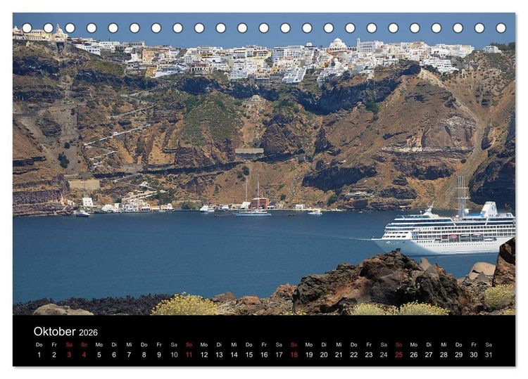 Produktbild: Santorini &ndash; Leben auf dem Vulkan (Tischkalender 2026 DIN A5 quer), CALVENDO Monatskalender