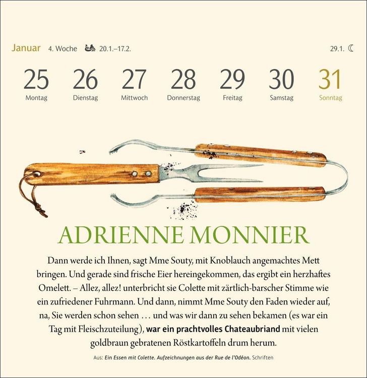 Produktbild: Der kleine literarische K&uuml;chenkalender Premium-Postkartenkalender 2027 - Mit Texten und Rezepten