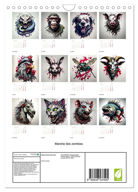 Produktbild: Marche des zombies (Calendrier mural 2026 DIN A4 horizontal), CALVENDO calendrier mensuel