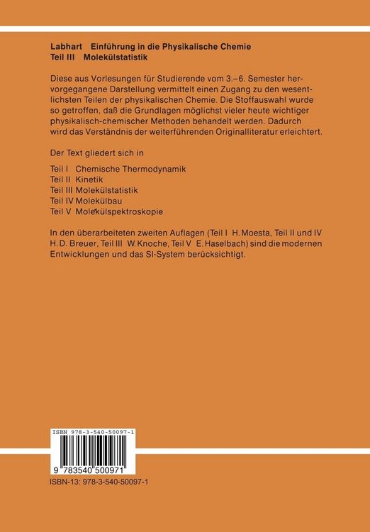 Produktbild: Einf&uuml;hrung in die Physikalische Chemie
