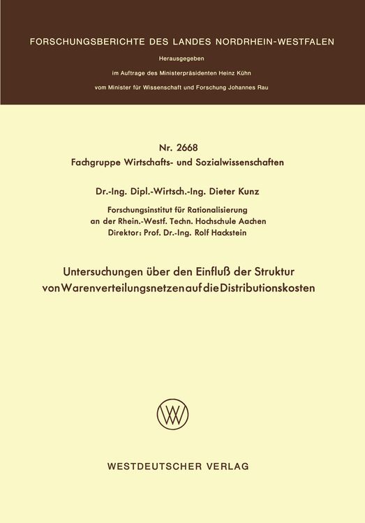 Produktbild: Untersuchungen &uuml;ber den Einflu&szlig; der Struktur von Warenverteilungsnetzen auf die Distributionskosten