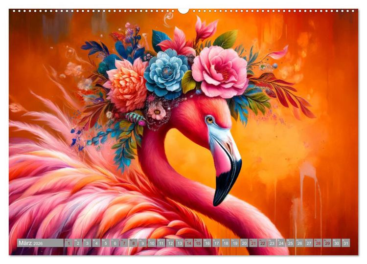 Produktbild: Blumige Vogelportr&auml;ts (hochwertiger Premium Wandkalender 2026 DIN A2 quer), Kunstdruck in Hochglanz
