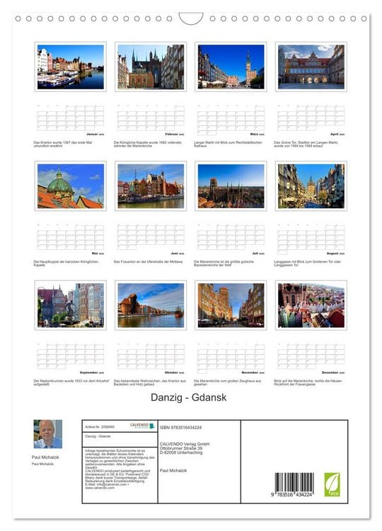 Produktbild: Danzig - Gdansk (Wandkalender 2026 DIN A3 hoch), CALVENDO Monatskalender