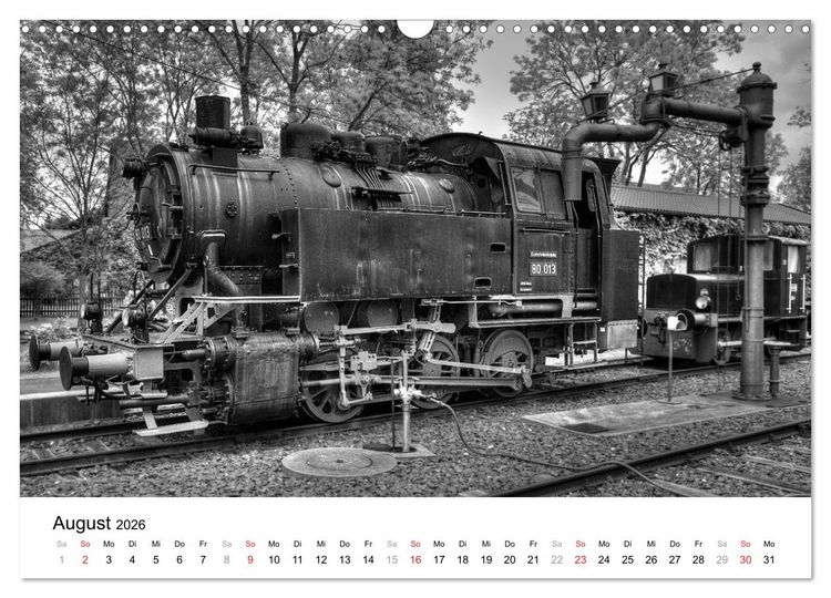 Produktbild: Unter Dampf - Eisenbahnromantik in schwarz-wei&szlig; (Wandkalender 2026 DIN A3 quer), CALVENDO Monatskalender