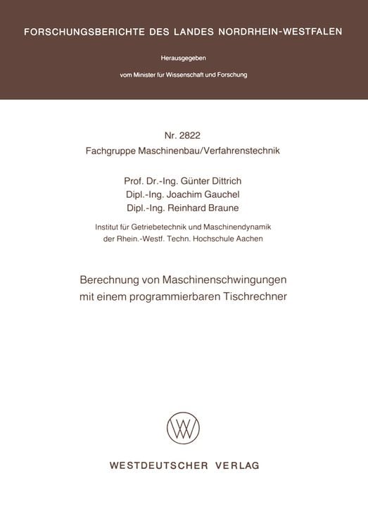 Bild vom Artikel Berechnung von Maschinenschwingungen mit einem programmierbaren Tischrechner vom Autor Günter Dittrich