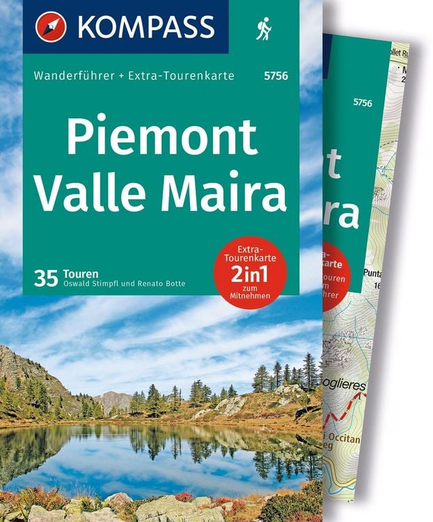 Produktbild: KOMPASS Wanderf&uuml;hrer Piemont, Valle Maira, 35 Touren mit Extra-Tourenkarte