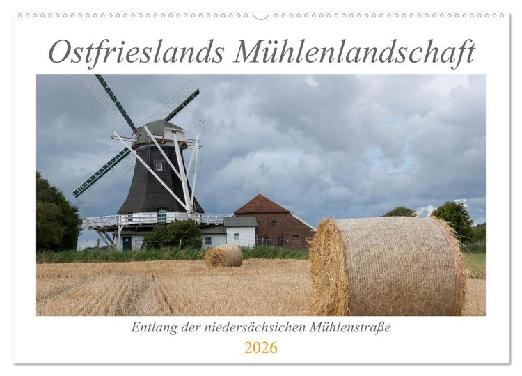 Produktbild: Ostfriesische M&uuml;hlenlandschaft (Wandkalender 2026 DIN A2 quer), CALVENDO Monatskalender