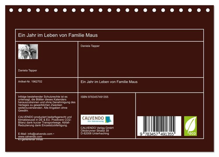 Produktbild: Ein Jahr im Leben von Familie Maus (Tischkalender 2026 DIN A5 quer), CALVENDO Monatskalender