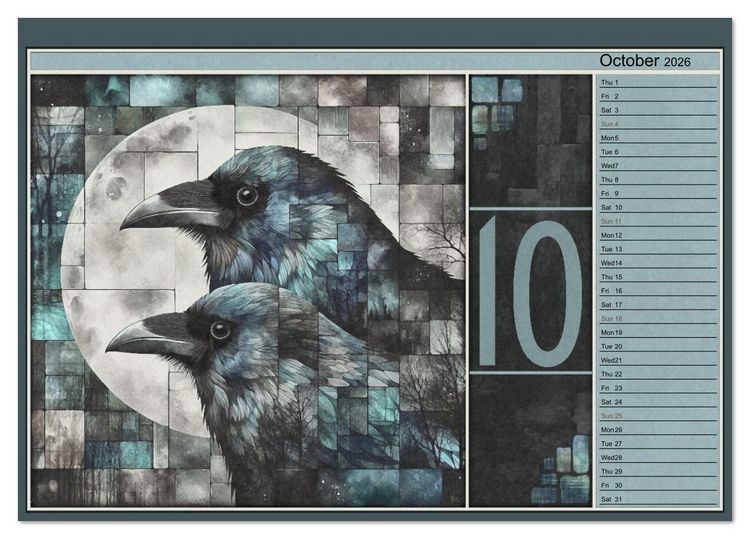 Produktbild: Crows. Shades of the Unseen. Art. (Desk Calendar 2026 DIN A5 landscape), CALVENDO 12 Month DeskCalendar
