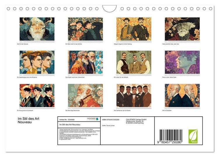 Produktbild: Im Stil des Art Nouveau (Wandkalender 2026 DIN A4 quer), CALVENDO Monatskalender