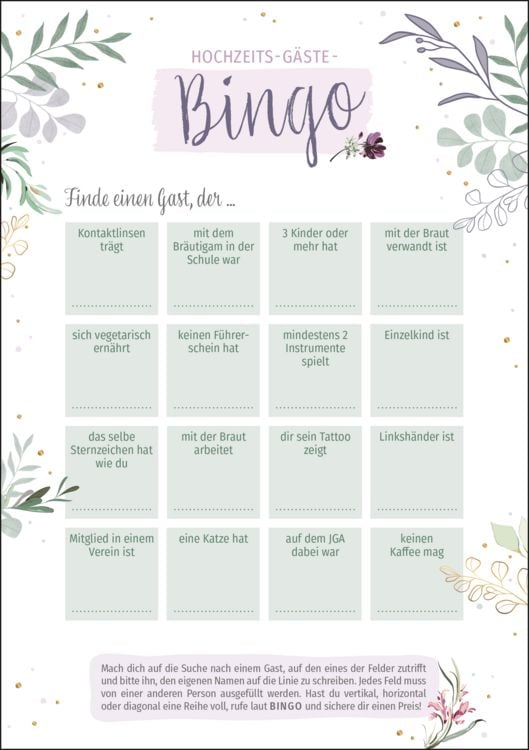 Produktbild: Hochzeits-G&auml;ste-Bingo