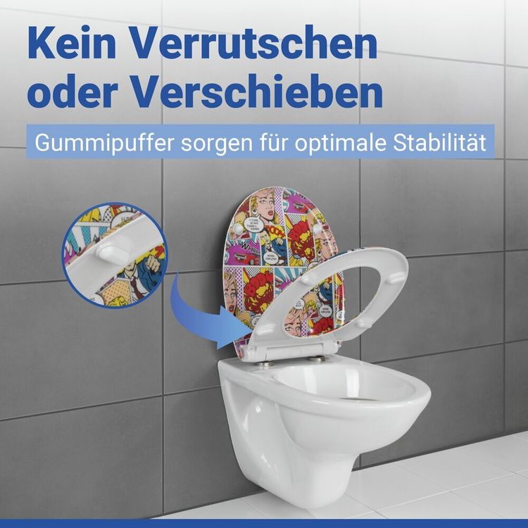 Produktbild: WC Sitz Mod. Pop-Art, Toilettendeckel mit Motiv und Absenkautomatik