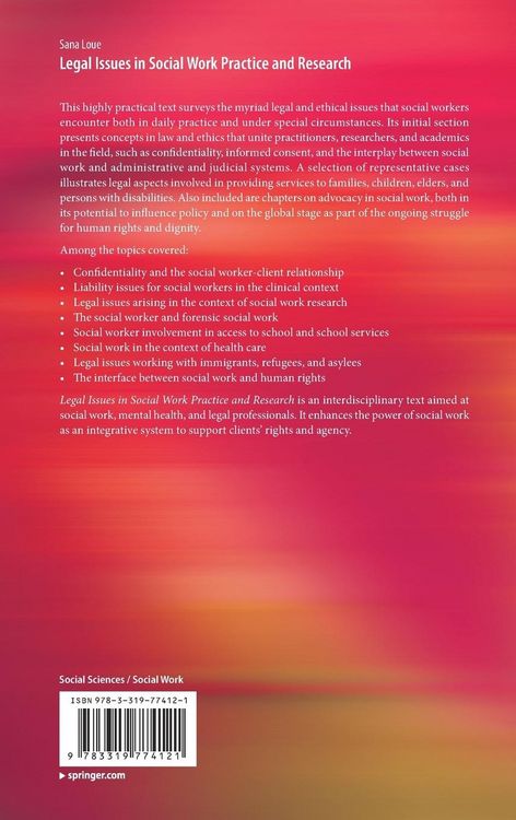 Produktbild: Legal Issues in Social Work Practice and Research