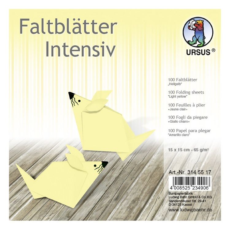 Produktbild: URSUS Faltbl&auml;tter Intensiv, 15 x 15 cm, lichtgelb