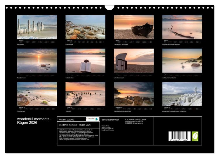 Produktbild: wonderful moments - R&uuml;gen 2026 (Wandkalender 2026 DIN A3 quer), CALVENDO Monatskalender