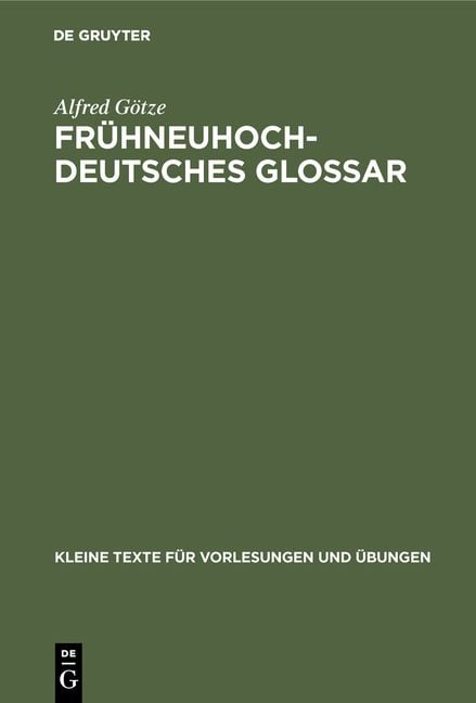 Produktbild: Fr&uuml;hneuhochdeutsches Glossar