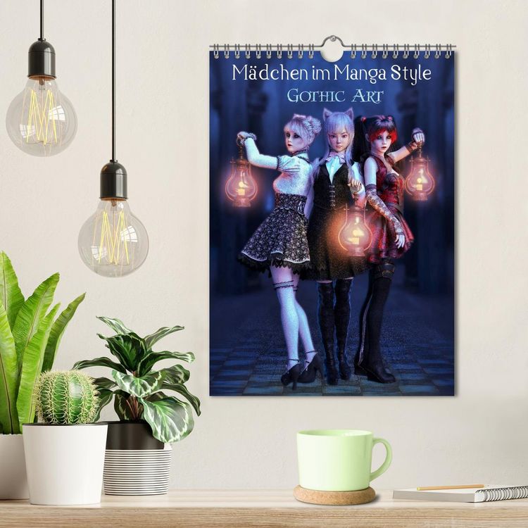 Produktbild: M&auml;dchen im Manga Style (Gothic Art) (Wandkalender 2026 DIN A4 hoch), CALVENDO Monatskalender