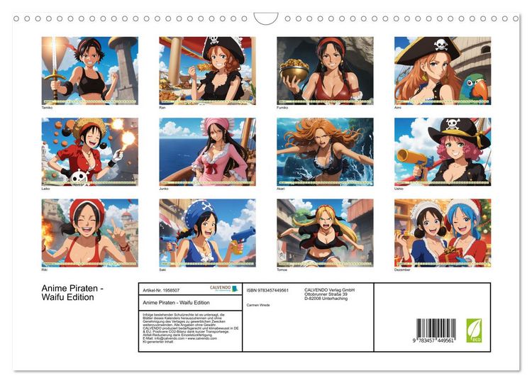 Produktbild: Anime Piraten - Waifu Edition (Wandkalender 2026 DIN A3 quer), CALVENDO Monatskalender
