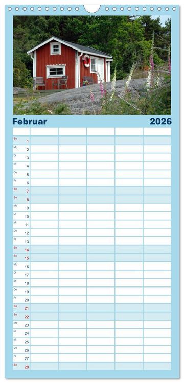 Produktbild: Familienplaner 2026 - Wundervolles Schweden mit 5 Spalten (Wandkalender, 21 x 45 cm) CALVENDO