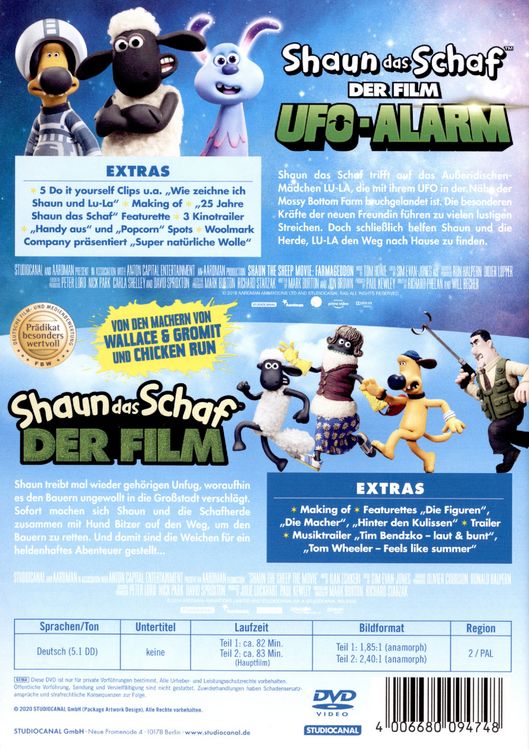 Produktbild: Shaun das Schaf - Der Film: 1 & 2 [2 DVDs]