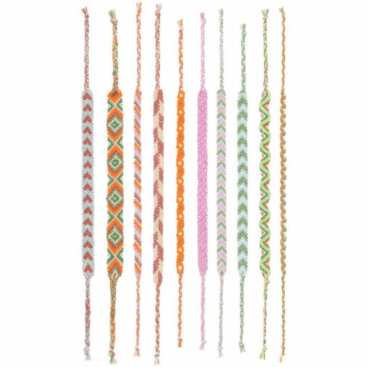 Produktbild: DIY Freundschaftsarmb&auml;nder Set, Neon Mix, 10 x 8 m Stickgarn in 10 verschiedenen Farben, 100 % Baumwolle und Neon 100% Polyester