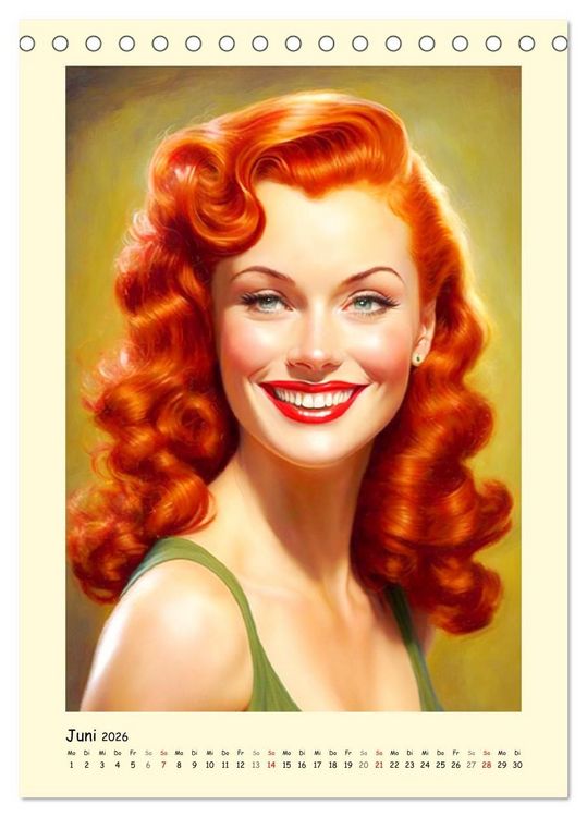 Produktbild: Vintage Girls. Die sch&ouml;nsten Pin-up Gesichter (Tischkalender 2026 DIN A5 hoch), CALVENDO Monatskalender