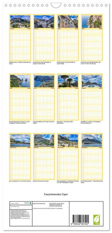 Produktbild: Familienplaner 2026 - Faszinierendes Capri mit 5 Spalten (Wandkalender, 21 x 45 cm) CALVENDO
