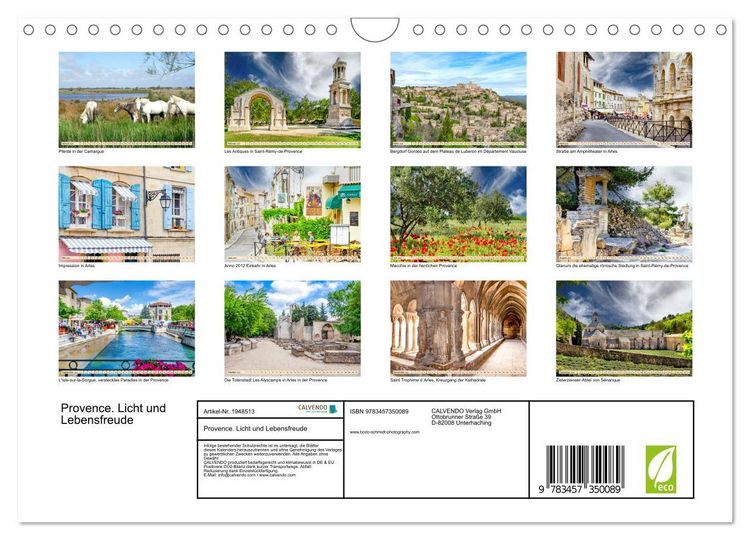 Produktbild: Provence. Licht und Lebensfreude (Wandkalender 2026 DIN A4 quer), CALVENDO Monatskalender