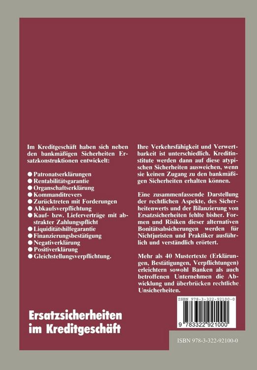 Produktbild: Ersatzsicherheiten im Kreditgesch&auml;ft