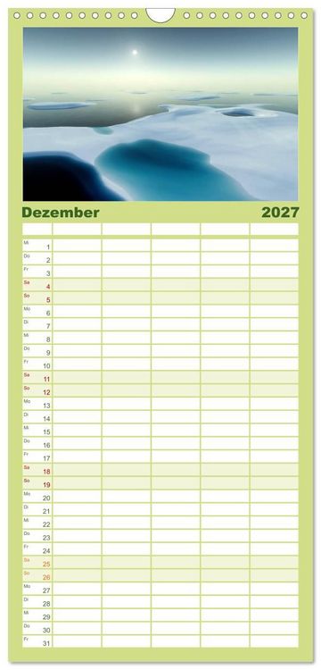 Produktbild: Familienplaner 2027 - Bezaubernde Landschaften mit 5 Spalten (Wandkalender, 21 x 45 cm) CALVENDO