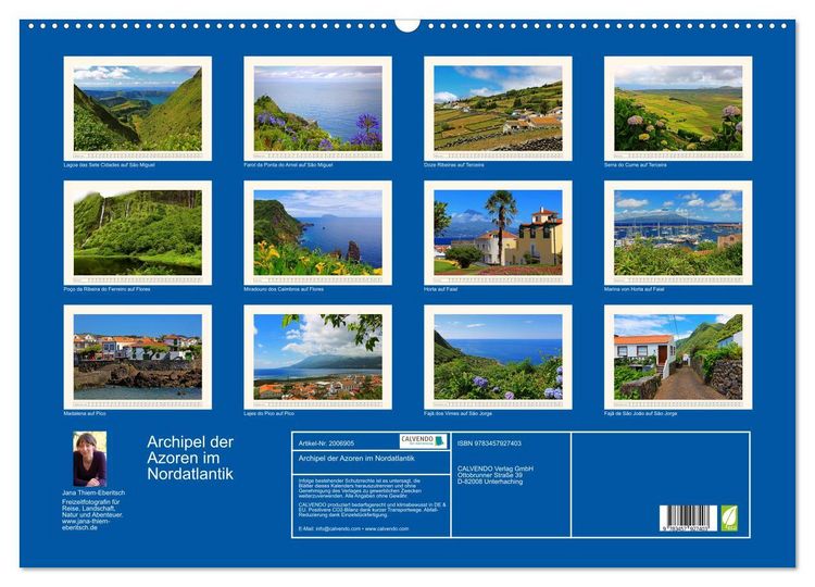 Produktbild: Archipel der Azoren im Nordatlantik (Wandkalender 2026 DIN A2 quer), CALVENDO Monatskalender