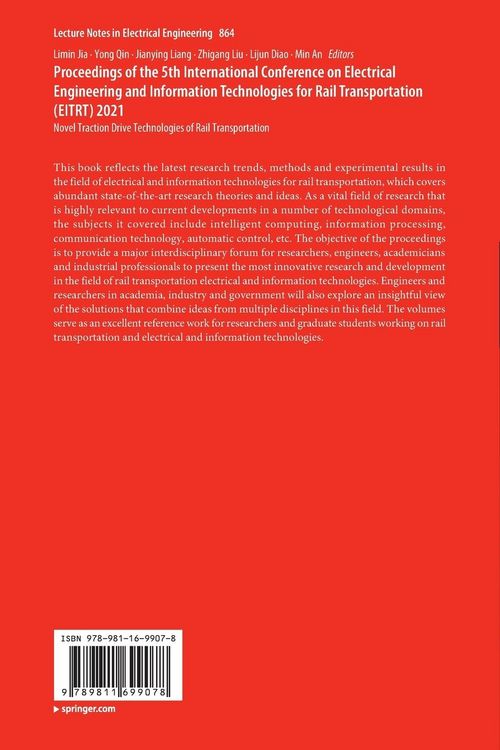 Produktbild: Proceedings of the 5th International Conference on Electrical Engineering and Information Technologies for Rail Transportation (EITRT) 2021