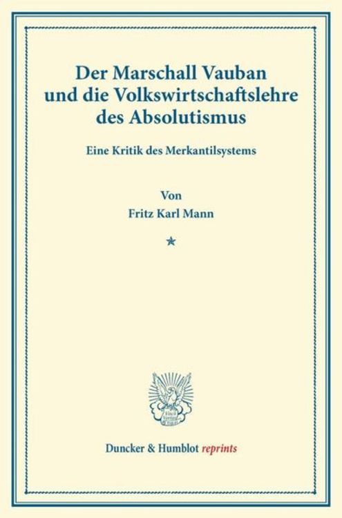 Produktbild: Der Marschall Vauban und die Volkswirtschaftslehre des Absolutismus.