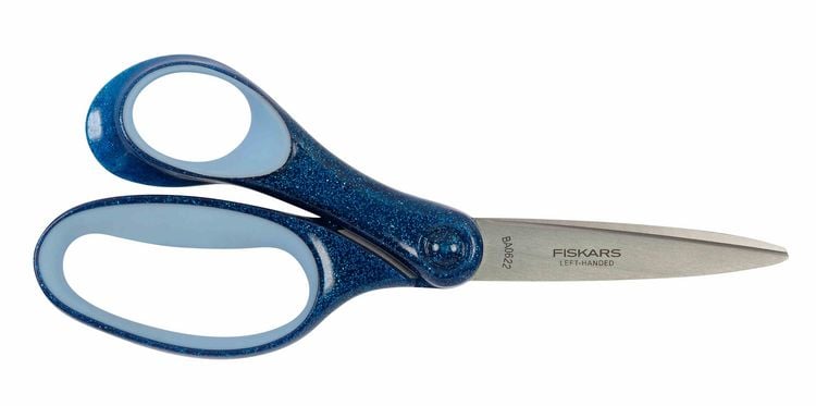 Produktbild: Edding Fiskars Schulschere ab 12 Jahre, 18 cm glitter blau Linksh&auml;nder