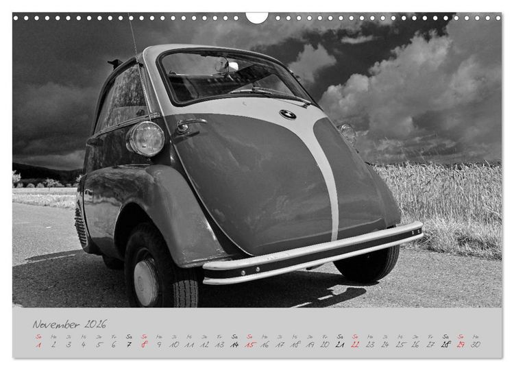 Produktbild: BMW Isetta 300 in schwarzwei&szlig; (Wandkalender 2026 DIN A3 quer), CALVENDO Monatskalender